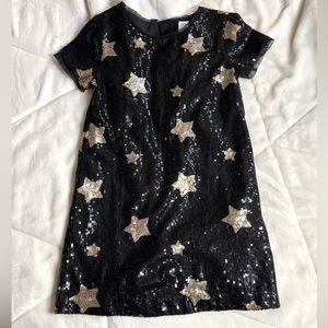 GAP Kids black sequined dress w/ gold stars. Size small.